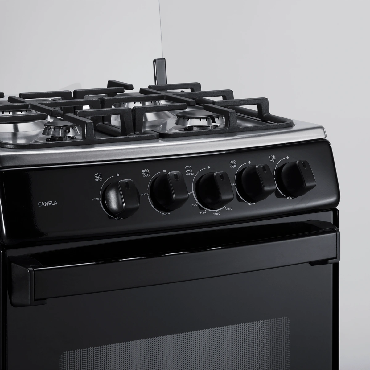 COCINA A GAS CANELA SPAZIO PLUS 4 QUEMADORES 20" NEGRO