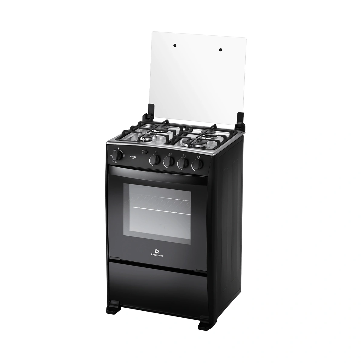 COCINA INDURAMA MERIDA BLACK QUARZO NEGRA 4 QUEMADORES 24"