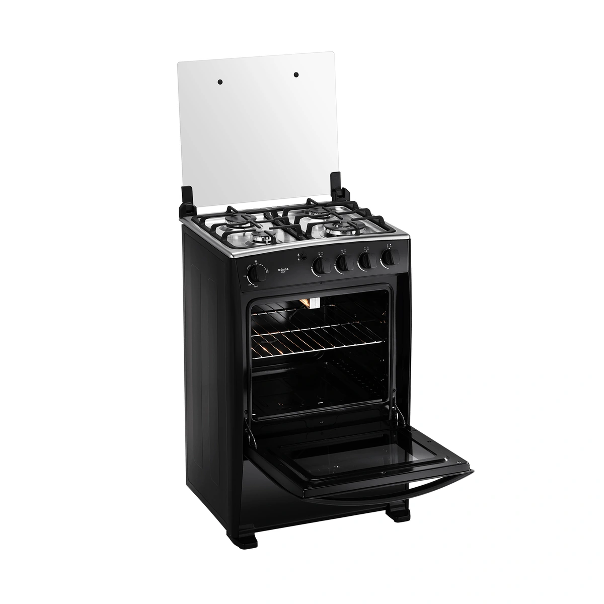 COCINA INDURAMA MERIDA BLACK QUARZO NEGRA 4 QUEMADORES 24"